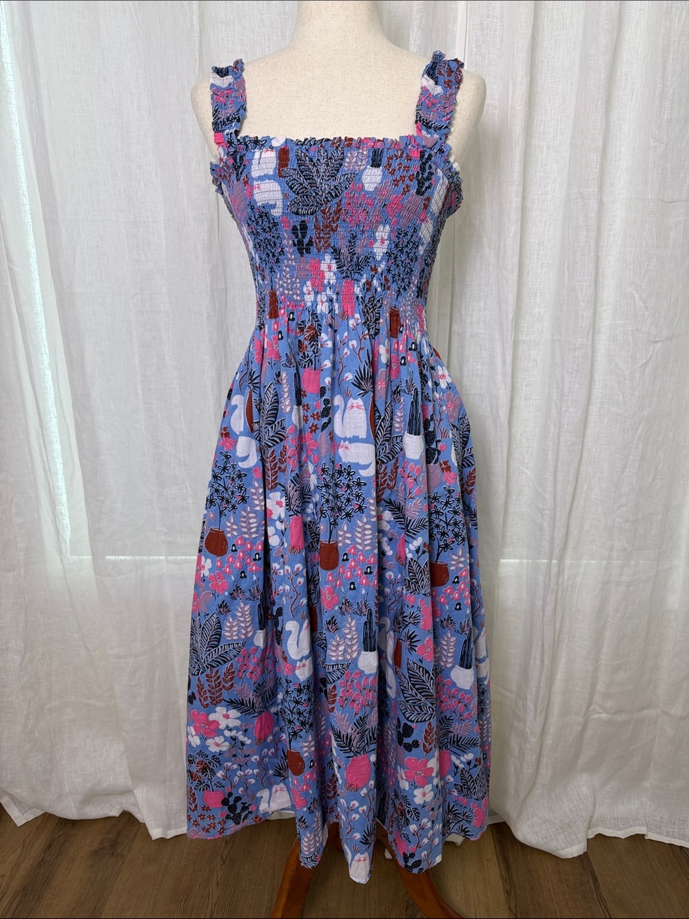 kate spade New York Garden Posy Smocked Midi Dress